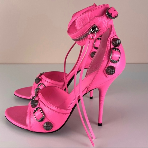 NEW BALENCIAGA REVOLVE PINK LEATHER SANDALS - Picture 9 of 16